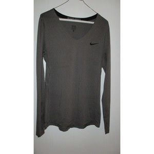 Womens Nike Grey Long Sleeve V-Neck Active Top Size XL